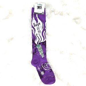 SOCK IT TO ME Purple “Sage It” Glow In The Dark Knee High Cotton Socks